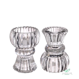 DUO CANDLE HOLDER NORA D6 X H.8 CM CLEAR