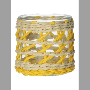DF01-740485200 - Candle holder Vina1 d7.8/8.5xh8 yellow/natural
