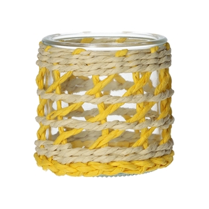 DF01-740485200 - Candle holder Vina1 d7.8/8.5xh8 yellow/natural