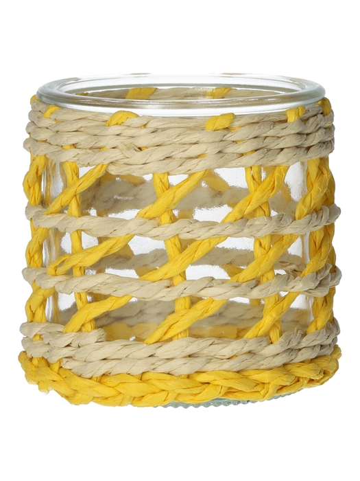 <h4>DF01-740485200 - Candle holder Vina1 d7.8/8.5xh8 yellow/natural</h4>