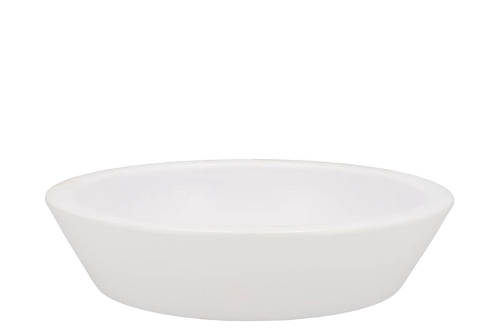 Ceramic Bowl White Shiny Low Round 30cm