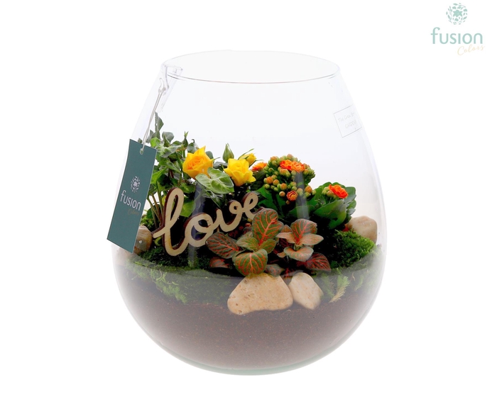 <h4>Green Bottle Abby Large Love met arrangement</h4>