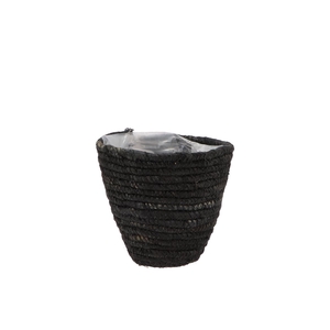 Seagrass Straw Basket Pot Black 12x12cm Nm