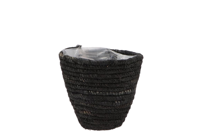 <h4>Seagrass Straw Basket Pot Black 12x12cm Nm</h4>