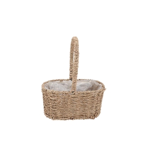 Seagrass Flower Basket W Handle 26x16x31cm