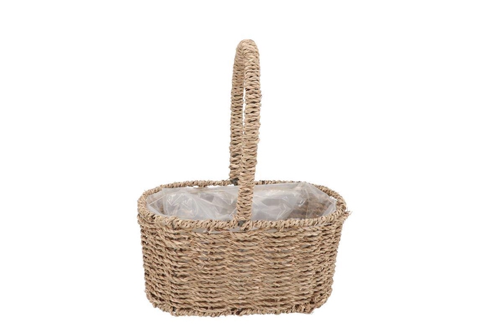 <h4>Seagrass Flower Basket W Handle 26x16x31cm</h4>