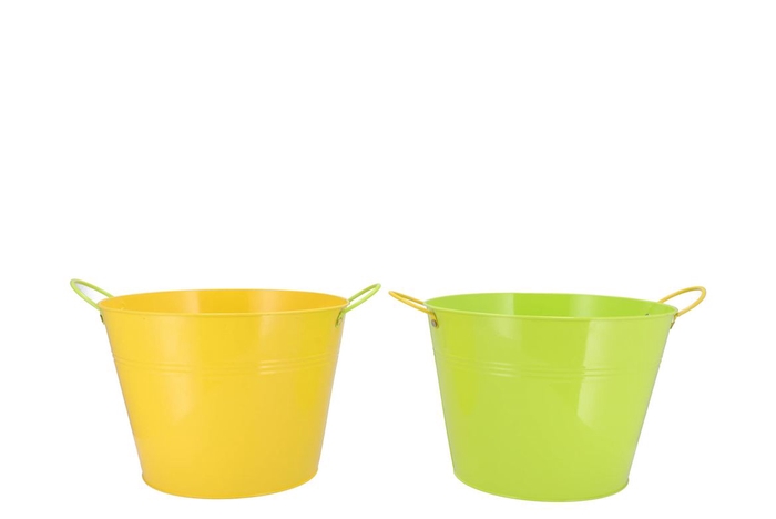 <h4>Zinc Basic Yellow/green Ears Bucket 23x18cm</h4>