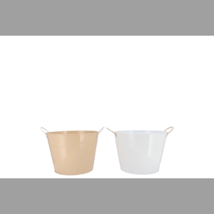 Zinc Basic White/sand Ears Bucket 13x12cm