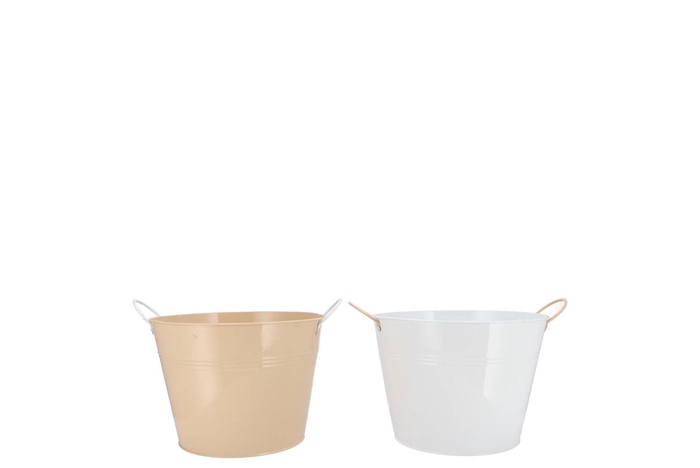 Zinc Basic White/sand Ears Bucket 13x12cm