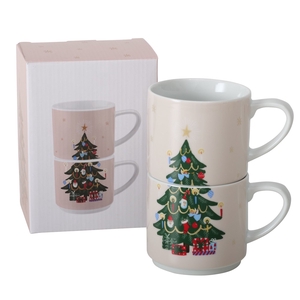 Mug Hanna, 2 p., 340 ml, Dishwasher proof, Multi-coloured, Motif, Pink porcelain pink