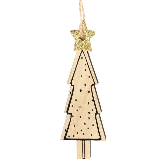 <h4>Hanger kerstboom Dots hout 9x3.5cm+16cm touw</h4>