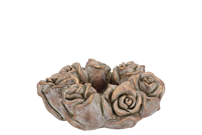 Concrete Saint Gold Rose Wreath Pot 21x21x8cm Nm