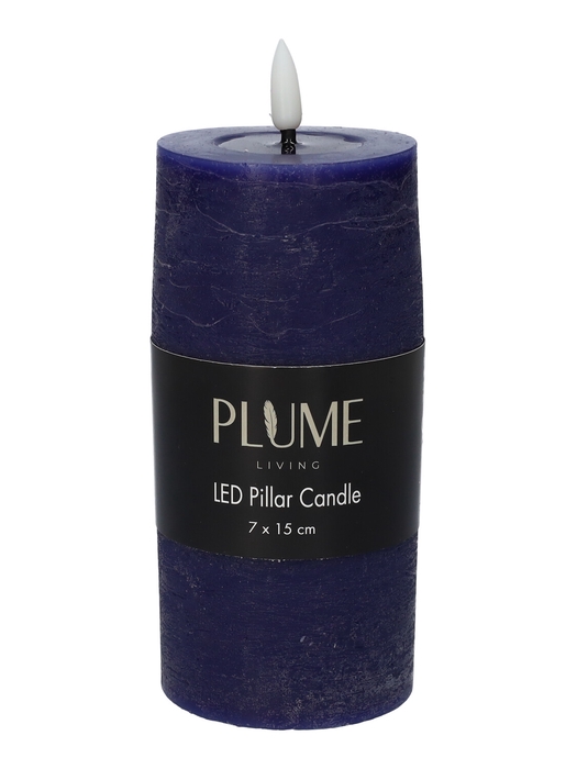 <h4>DF-730468700 - Pillar LED candle Lumina1 RC d7xh15 rustic d.blue</h4>