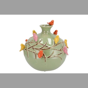 Bird Pistache Vase Globe 29x29x28cm Nm
