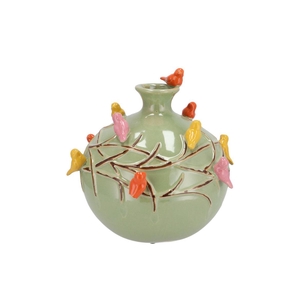 Bird Pistache Vase Globe 29x29x28cm Nm