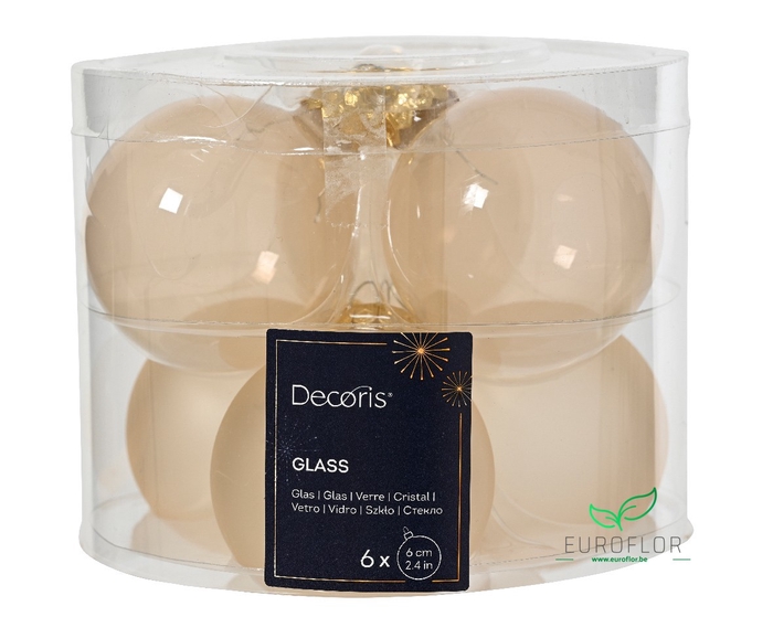 KERSTBAL GLASS 60MM 6PCS PAREL