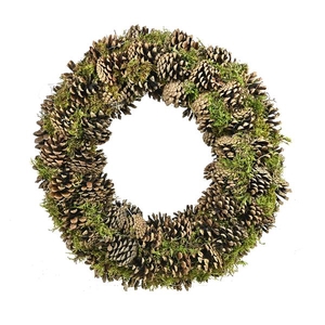 Wreath Ø40cm Lappenmoss/pine Cone Natural