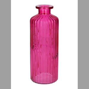 DF02-666113300 - Bottle Caro lines d4.5/7.5xh20 fuchsia transparent