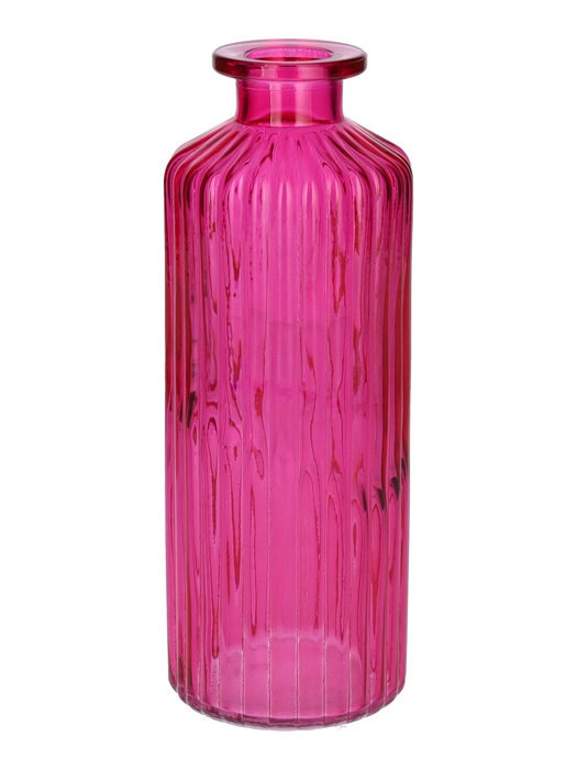 DF02-666113300 - Bottle Caro lines d4.5/7.5xh20 fuchsia transparent