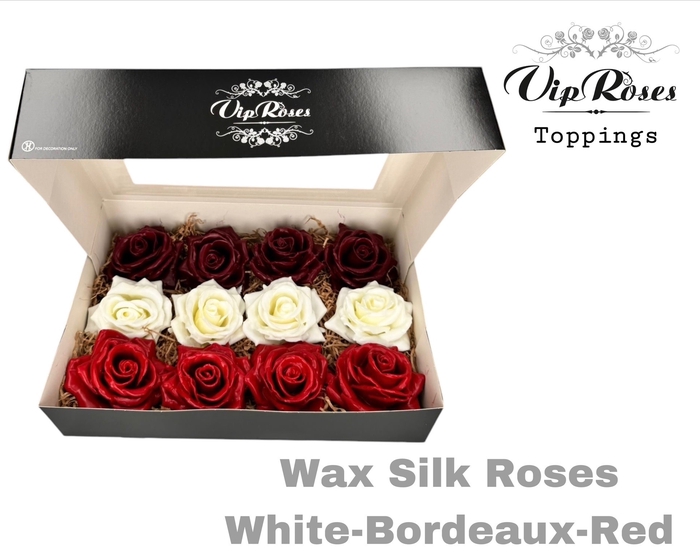<h4>Wax Silk Roses Red White Bordeaux Mix</h4>