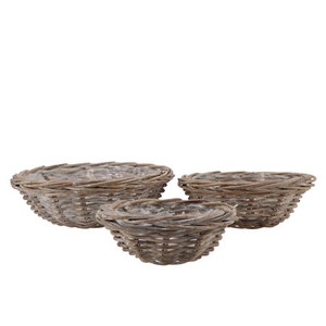 Rattan Bowl Round Grey 3pcs 45x15cm Nm