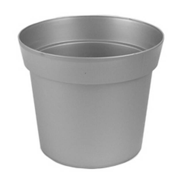 Plastic pot basic low ø11,2cm x h9,5cm zinc colour