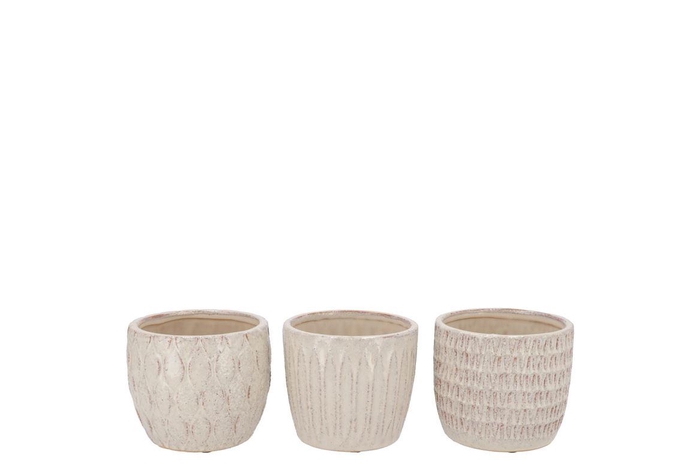 Paris Offwhite Pot Structure Ass 13x13x11cm