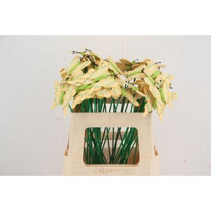 Stick butterfly wood 7x8cm Yellow