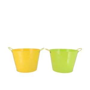 Zinc Basic Yellow/green Ears Bucket 23x18cm Nm