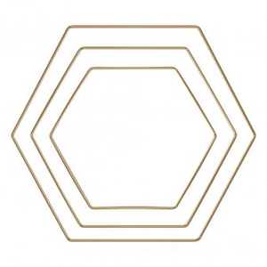 METAL HEXAGON 20CM+25CM+30CM GOLD