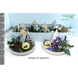 Arrangement Kerst Plateau goud zonder lampjes