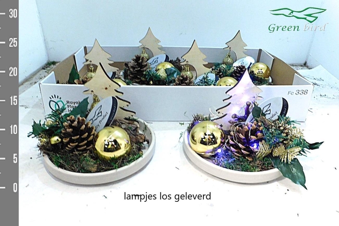 <h4>Arrangement Kerst Plateau goud zonder lampjes</h4>