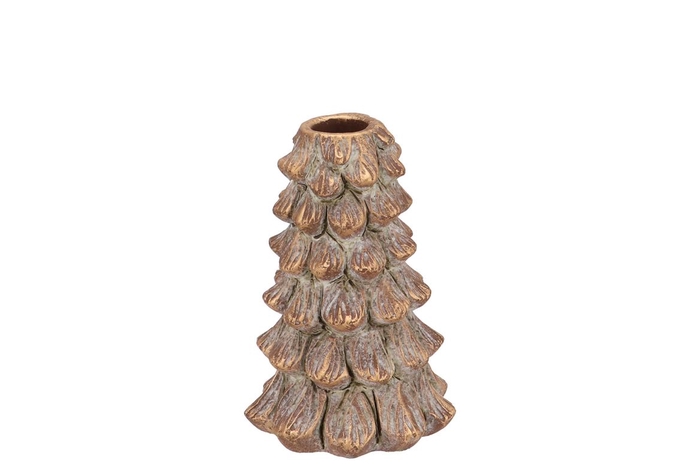 <h4>Concrete Golden Pine Tree Candle Holder 10x10x15cm</h4>