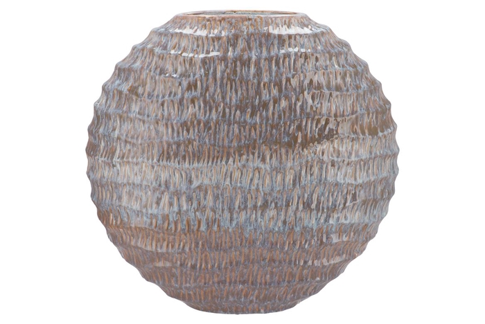 <h4>Inga Jada Grey Oval Vase Active Glaze Wave 51x17x50cm Nm</h4>