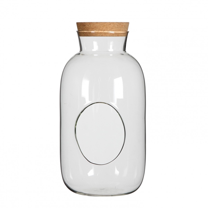 Glass Cork bottle+hole d12*23cm