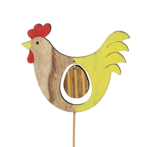 Bijsteker kip+ei hout 7.5x9cm+12cm stok
