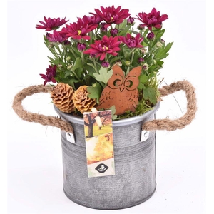 Zink ton gry met touwhandv. 12cm