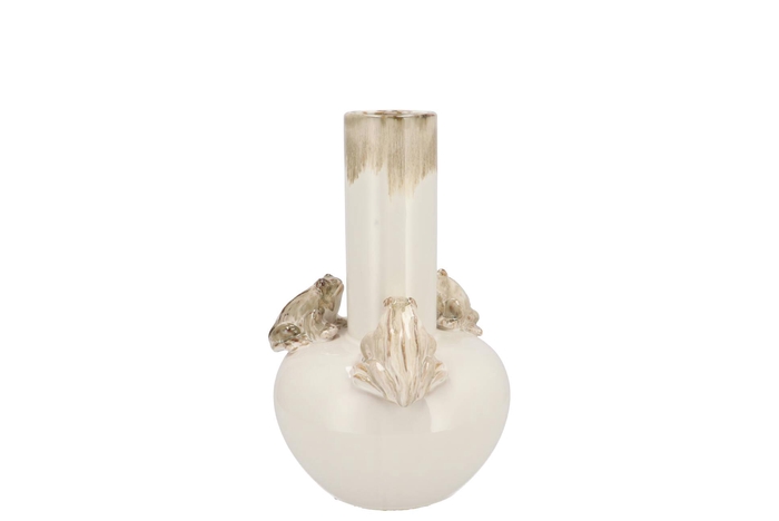 Frog White Vase Tube 14x14x19cm Nm
