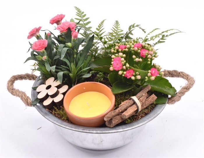 <h4>Zink schaal met touw 23cm</h4>