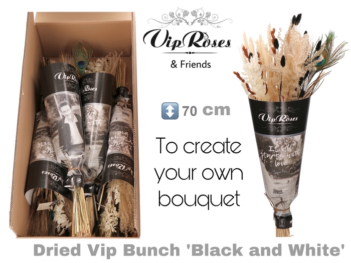 DRIED VIP BOUQUET BLACK & WHITE
