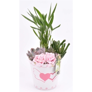 Keramiek pot met hart decor 13.5CM