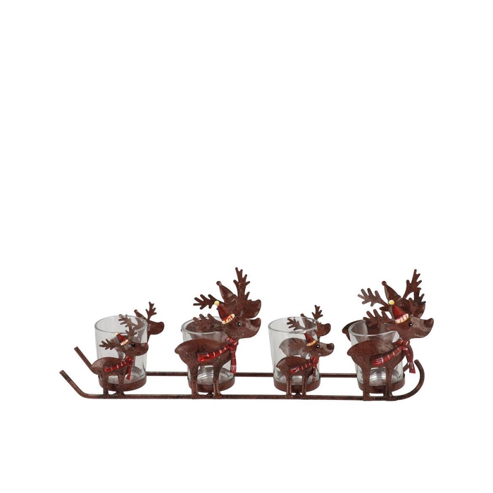 <h4>Katy Brown Metal Rack Reindeer T-light 38x7x13cm</h4>