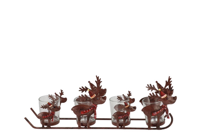 Katy Brown Metal Rack Reindeer T-light 38x7x13cm