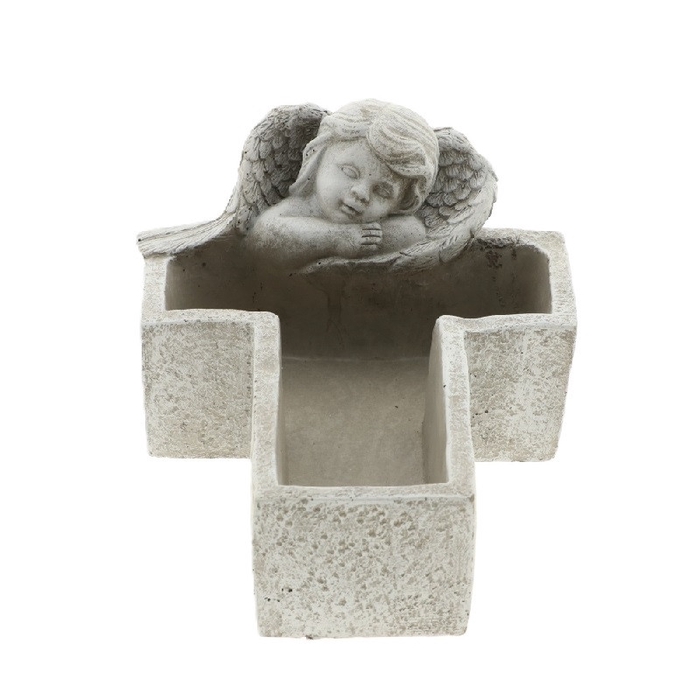 <h4>Allerheiligen Planter kruis+engel 25*17.5*12cm</h4>