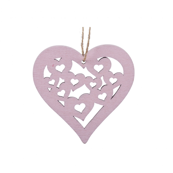 Liefde Deco hanger hart hout  7cm x6