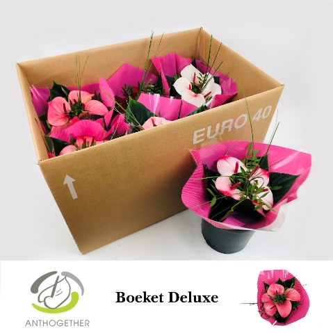 Deluxe Boeket 5 bloem Roze Hoes 6