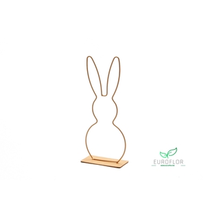 METAL RABBIT ON BASE 29CM APRICOT