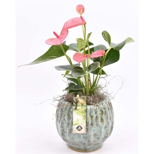 Keramiek pot gr/bl 12/14cm