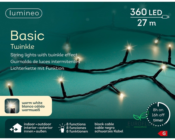 WARM LED FONKELVERLICHTING BUI 8F GEHEUGEN CONTR.-ZWRT SNOER