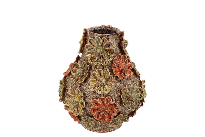 <h4>Riva Wild Brown Vase Flower Allover 18x18x19cm</h4>